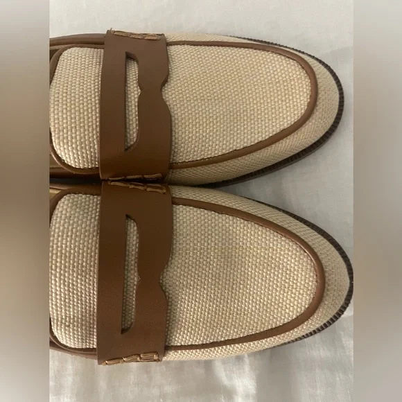 J. Crew woven raffia tan penny loafers . NWOT size 7.5 - Picture 3 of 6